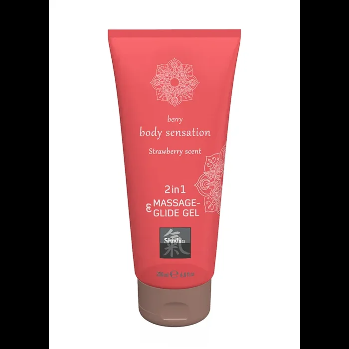 2 in 1 Massage and Glide Gel – Strawberry – 7 fl oz / 200 ml