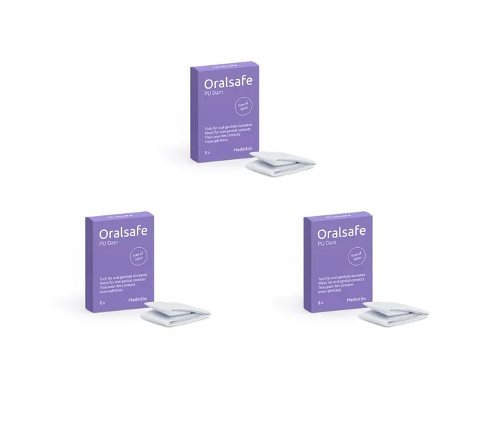 24er (3x 8) MEDintim Oralsafe Polyurethane Lecktücher, Latexfrei – Vanille Aroma