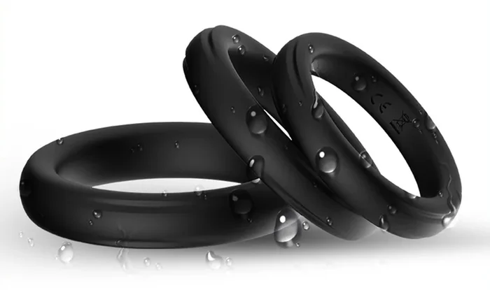 3er-Set Cockring Silikon Set Ring Schwarz