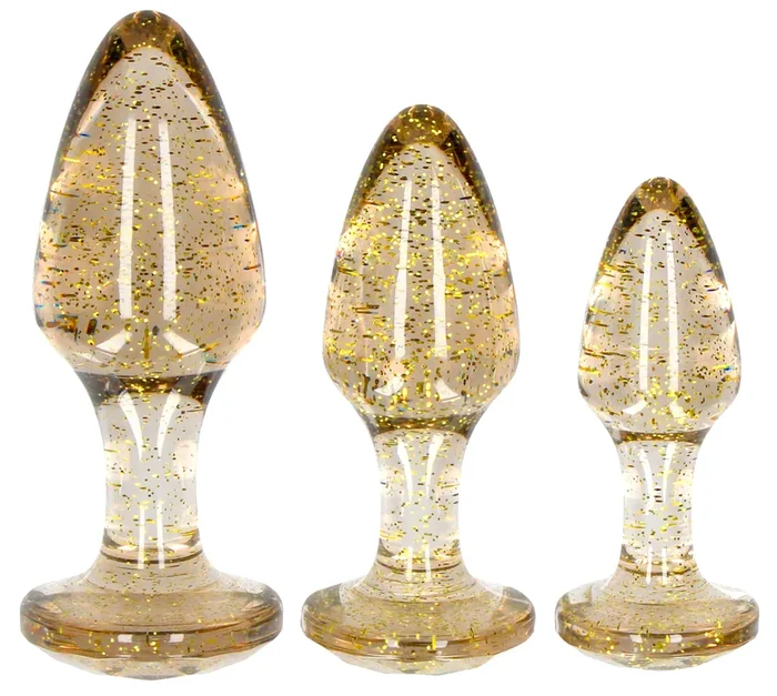 3er-Set Glitter-Plugs Gold