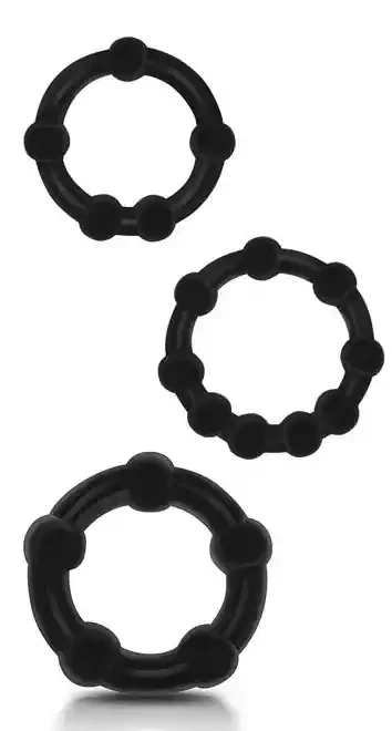 3er-Set Mini-Soft-Cockringe Perlen-Set Schwarz