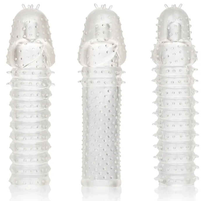 3er-Set strukturierte Penishüllen Ribbed Extend 14 x 4cm
