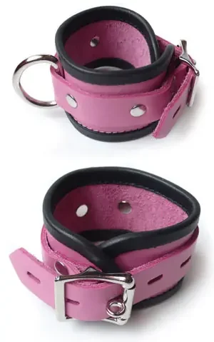 Abschließbare Handgelenkfesseln pink/schwarz