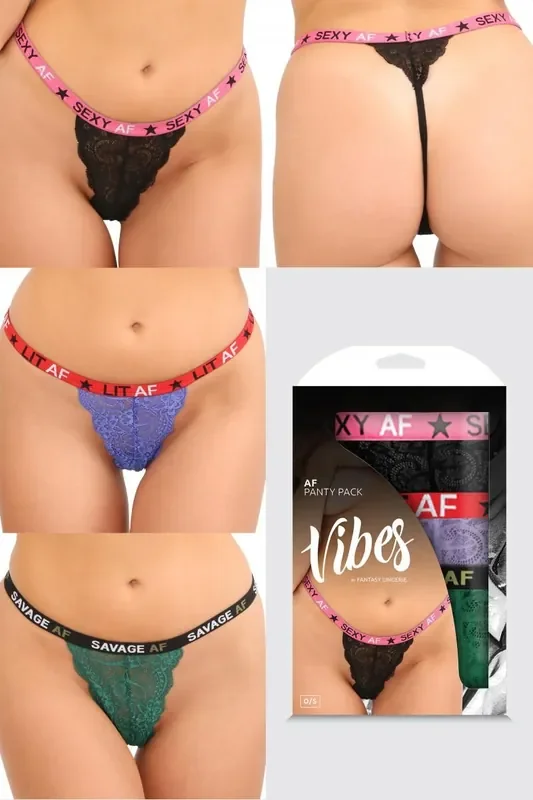 AF 3er-Pack Tangas – Grün/Lila/Schwarz