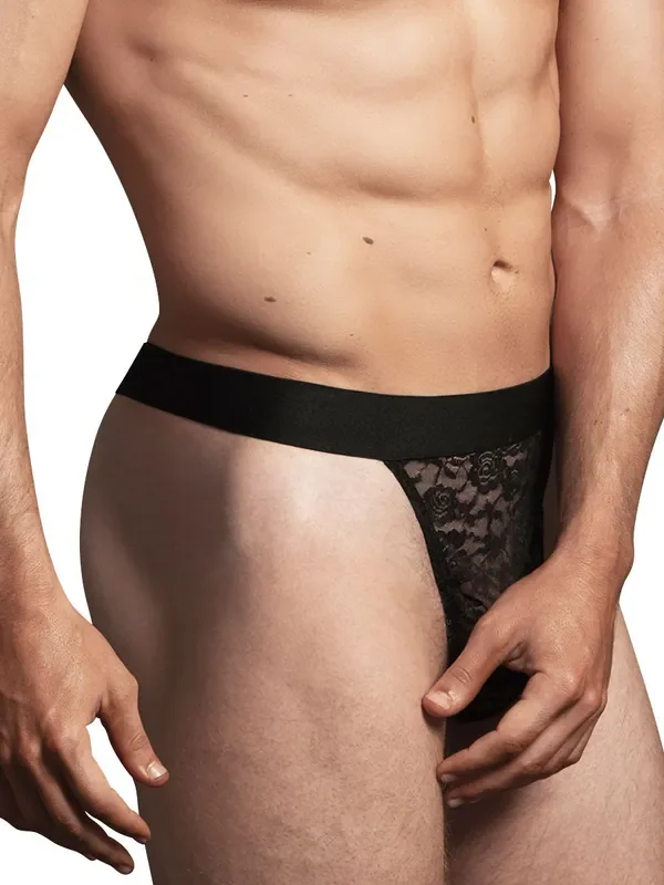 Allure Luca Lace Spitzen-String, schwarz