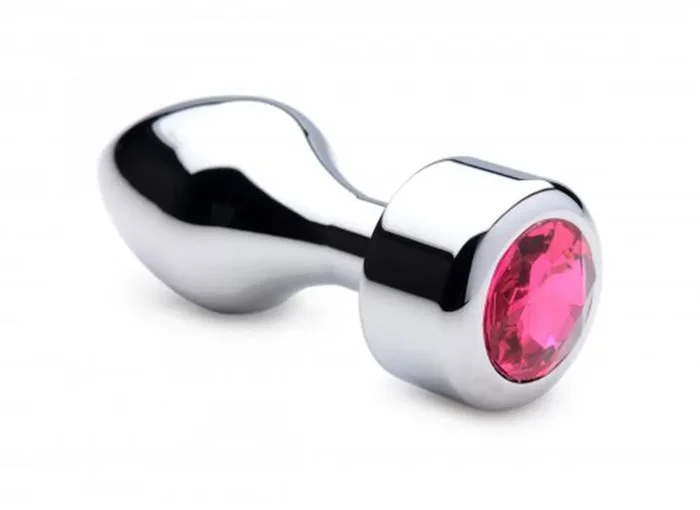 Aluminium Butt Plug mit rosa Kristall – Groß