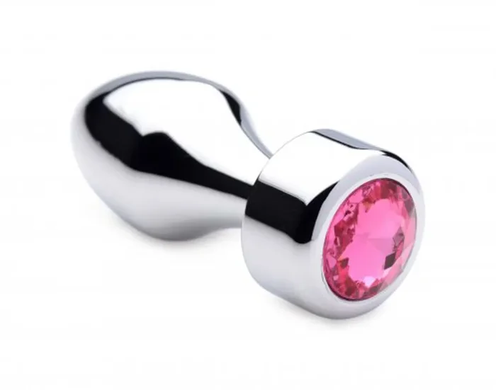 Aluminium Butt Plug mit rosa Kristall – Klein