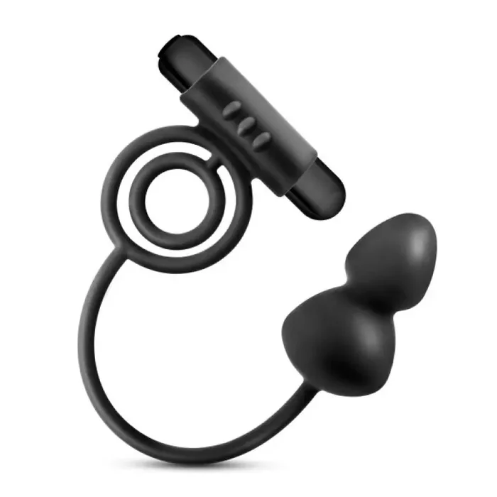 Anal Adventures Platinum Analplug mit vibrierendem Penisring