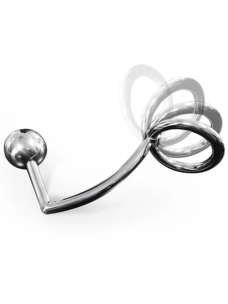 Anal Intruder: Edelstahl-Penis-/Hodenring (55mm) mit Analplug