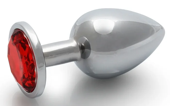 Anal-Juwel Round Gem L 8 x 4cm Silber-Rot