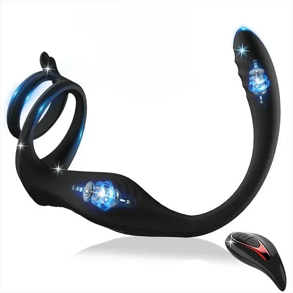 Analvibrator Penisring Prostatamassagegerät Butt Plug mit 9 Vibrations und Stoßmodi