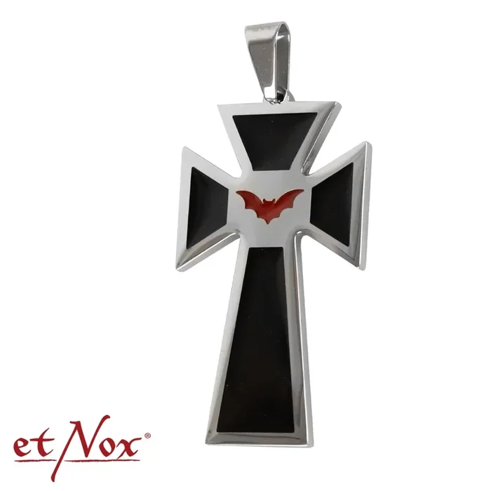 Anhänger mit Kette – Großes Fledermaus-Kreuz