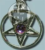 Anhänger Pentagramm mit buntem Stein