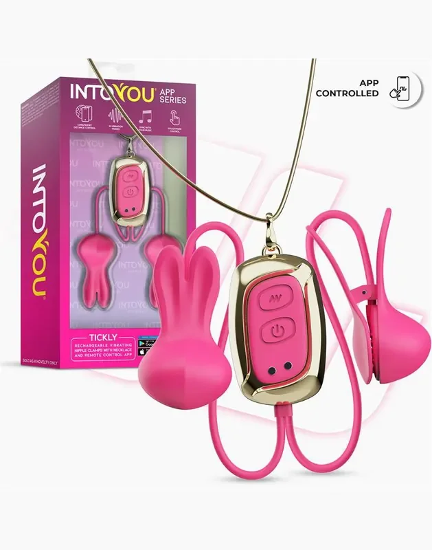 App-gesteuerte Nippelklemmen mit Halskette – Pink