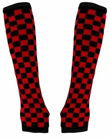 Armstulpen kariert (Farbe Schwarz / Weiss)
