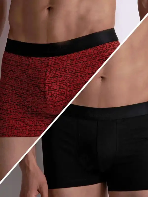 Aubade XB Men Love Letters Rouge Boxerpant 2er Pack, rot/schwarz