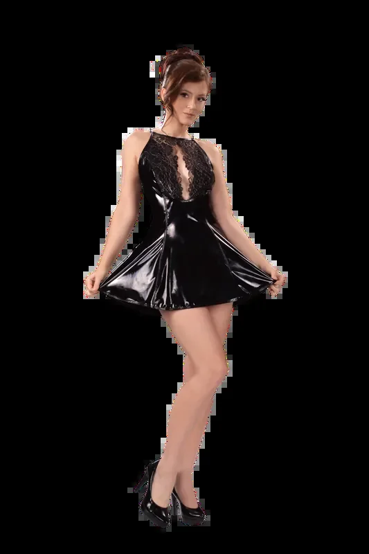 Ausgestelltes Datex-Kleid mit Spitzeneinsatz