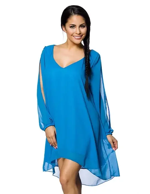 Azurblaues Tunika-Kleid