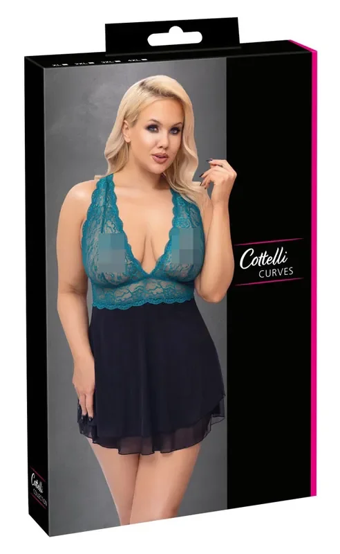 Babydoll petrol (Grösse XXXL, Farbe Schwarz/Petrol)