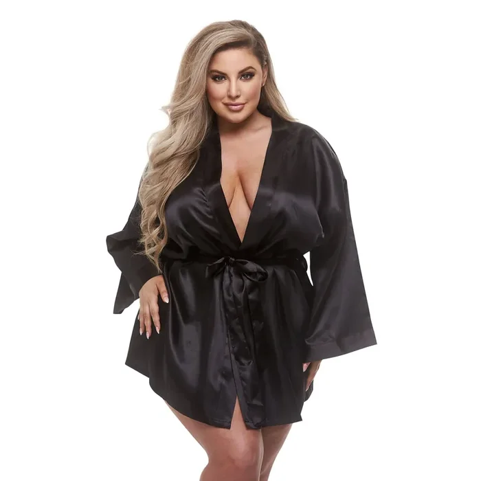 Baci – All Satin Robe Black Queen
