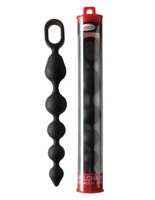 Ballchain medium schwarz Analkette