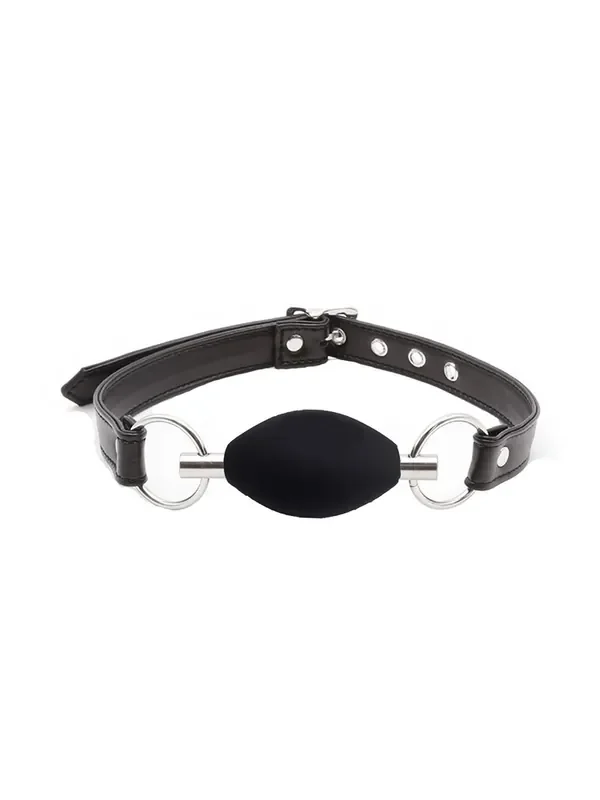 Black Label Silicone Oval Ball Gag Ballknebel, schwarz