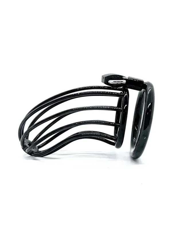 Black Label Stainless Steel Black Chastity Outlined Edelstahl-Peniskäfig, schwarz