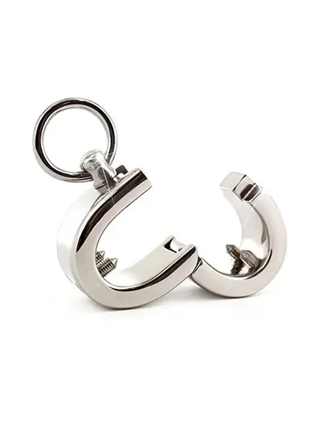 Black Label Stainless Steel Testickle Shakle with Spikes Edelstahl-Hodenstretcher mit Spikes