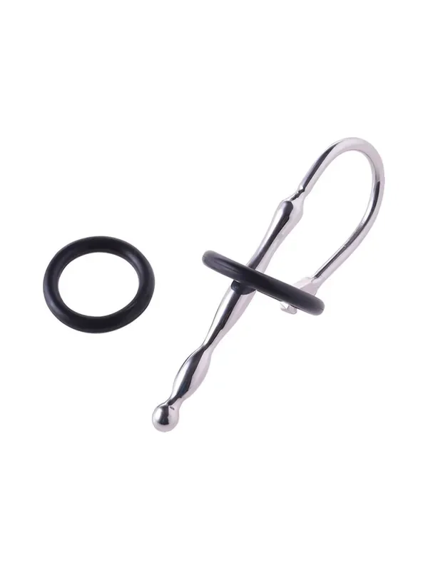Black Label Stainless Steel Urethral Stretcher Groovy Edelstahl-Dilator mit Eichelring