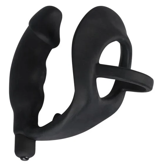 Black Velvets Penis-/Hodenring mit Vibro-Analplug