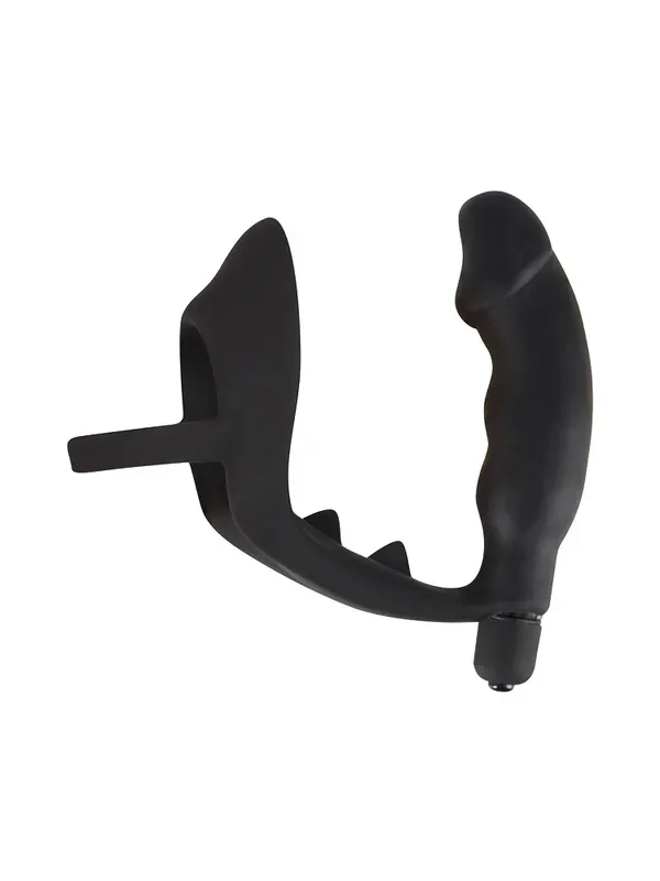 Black Velvets Penisring mit Vibroplug, schwarz