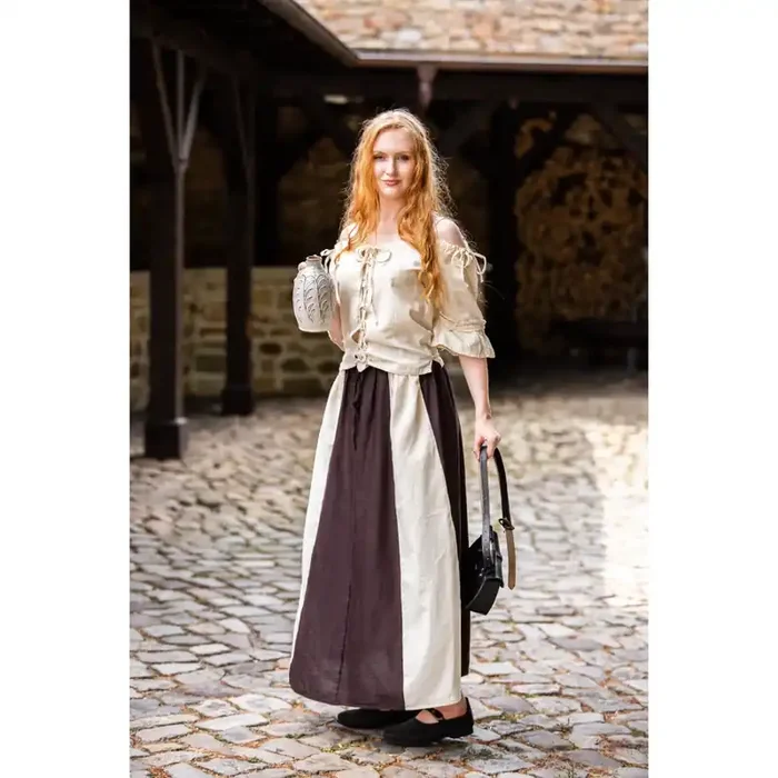 Bluse mit durchgehender Schnürung (Grösse L-XL, Farbe Natur)