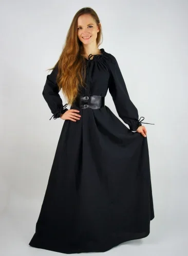 Bodenlanges Langarmkleid (Farbe: Schwarz, Grösse: XXL)