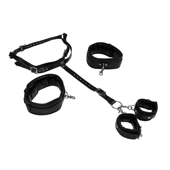 Body Harness with Thigh and Hand Cuffs – Black