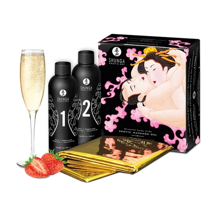 Body to Body Massage – Strawberry Sparkling Wine – 2 Pieces of 7.6 fl / 225 ml