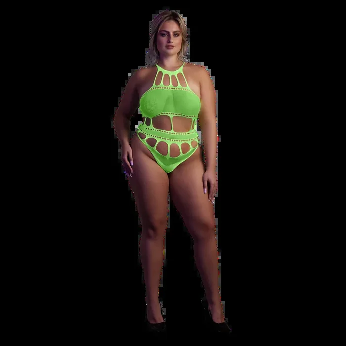 Body with Grecian Neckline – Plus Size – Neon Green