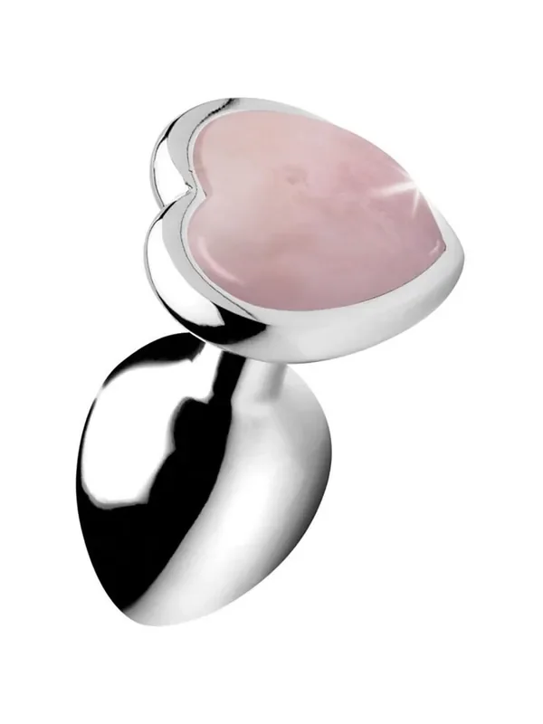 Booty Sparks Gemstones Rose Quartz Heart Aluminium-Analplug, silber/rosa