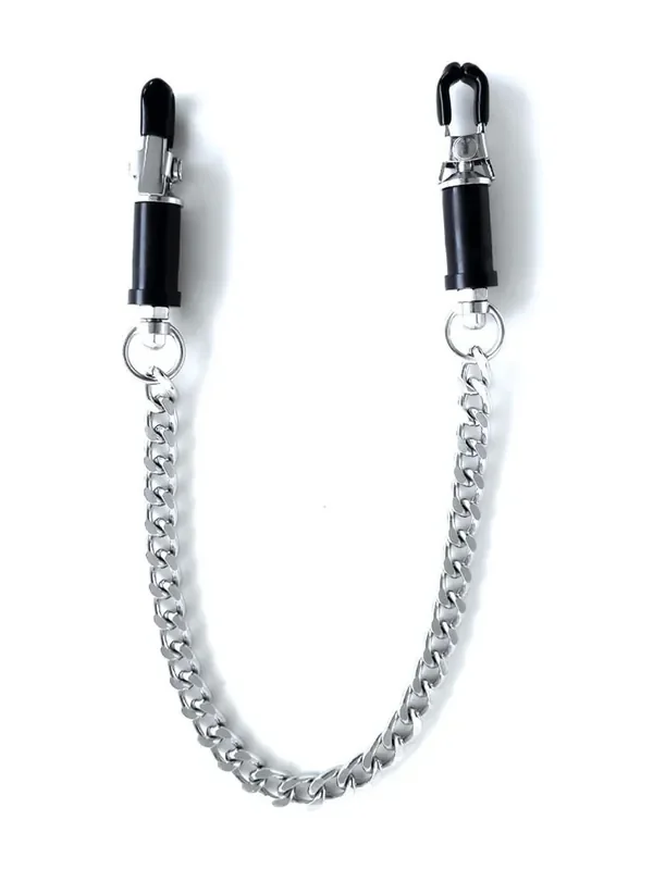 BRUTUS Barrel Turn-On Nipple Clamps Nippelklemmen mit Kette, silber/schwarz