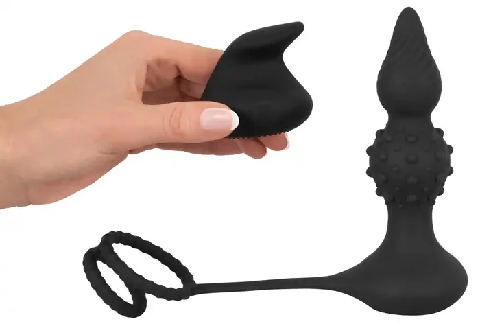 Butt Plug with Cock and Ball Rings mit Fernbedienung