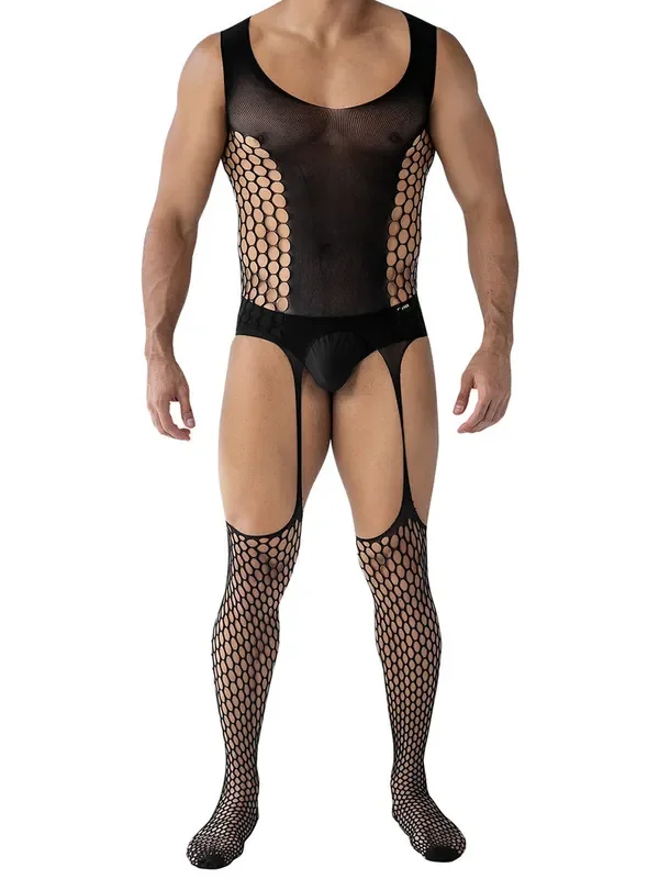 C4M R4VAGE Straps-Catsuit, schwarz