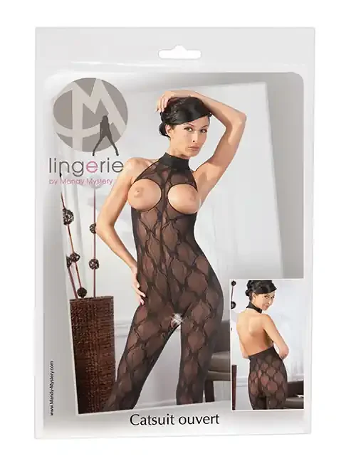 Catsuit busenfrei schwarz
