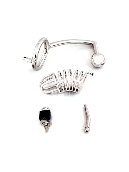 Chastity Cage with Screw Keuschheitskäfig mit 45mm Ring, Dilator und Analplug