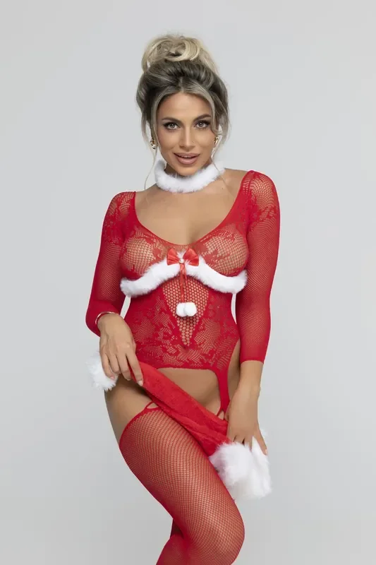 Christine – Jingle Belle Open Crotch Bodystocking