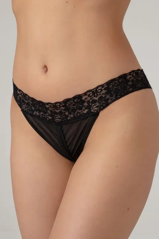 Christine – Offener Schritt String – Schwarz