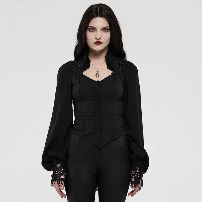 Classic Gothic Damenhemd mit tailcoat-inspiriertem Rücken
