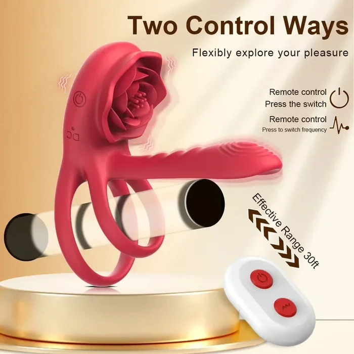 Cock Ring Vibrating With Rose Clitoral Stimulator