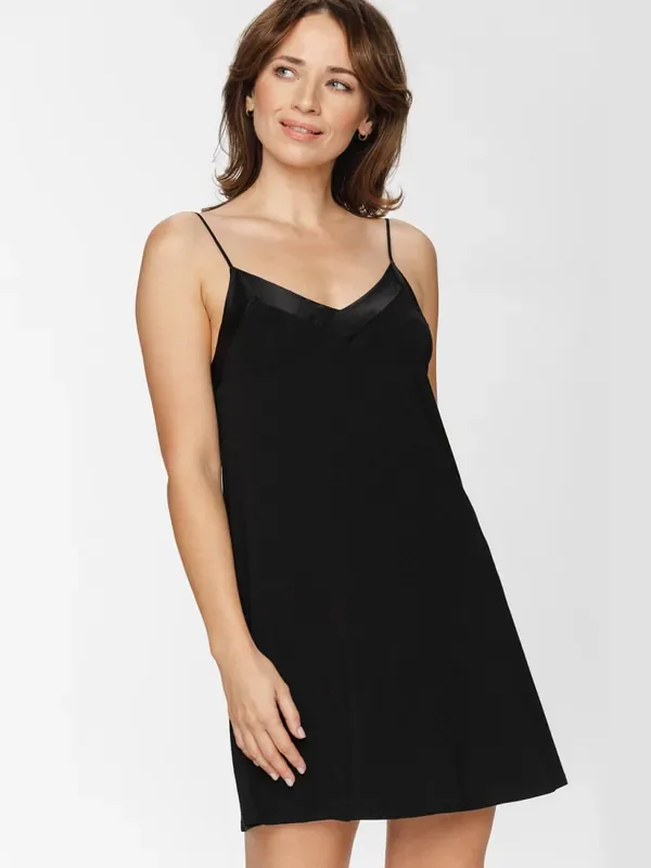 Coemi Modal & Silk 241S203 Nachtkleid, schwarz