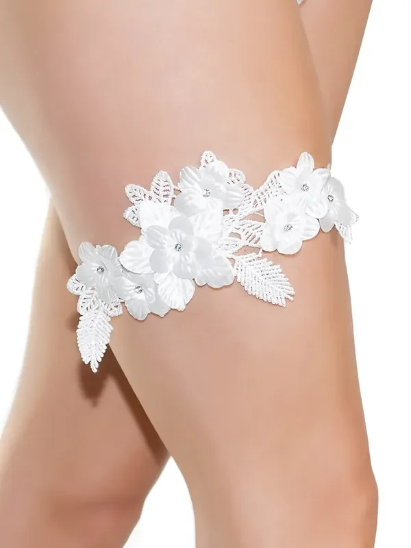 Coquette Strumpfband Bouquet of Flowers, weiß