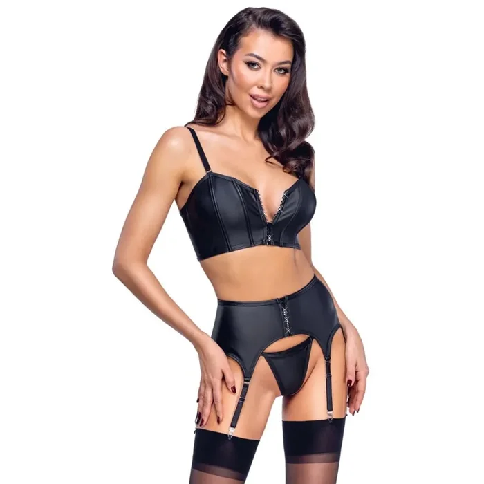 Cottelli Collection – Top Set Mit Glitzer-Reißverschluss – Schwarz