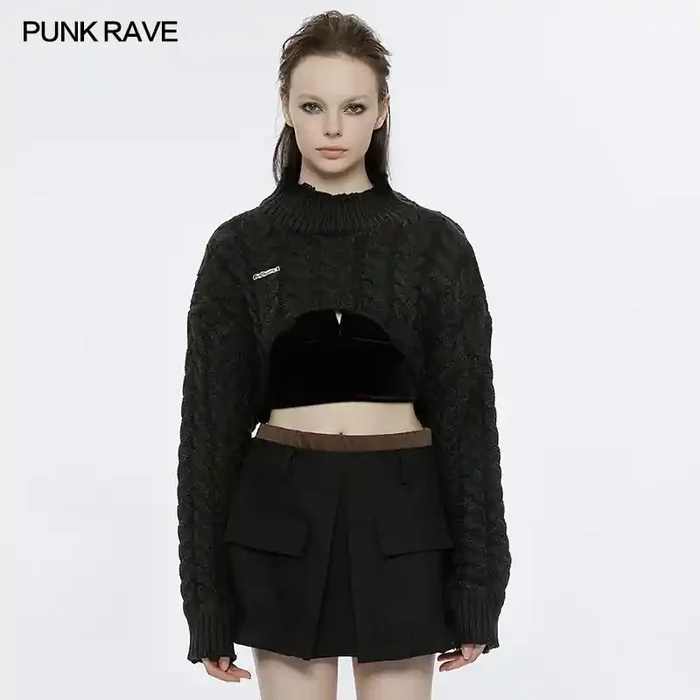 Damen Pullover mit schwarzem Zopfmuster